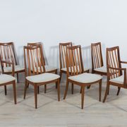 Mid-century teak and fabric dining chairs by Leslie Dandy for G-Plan, 1960s, Set of 8