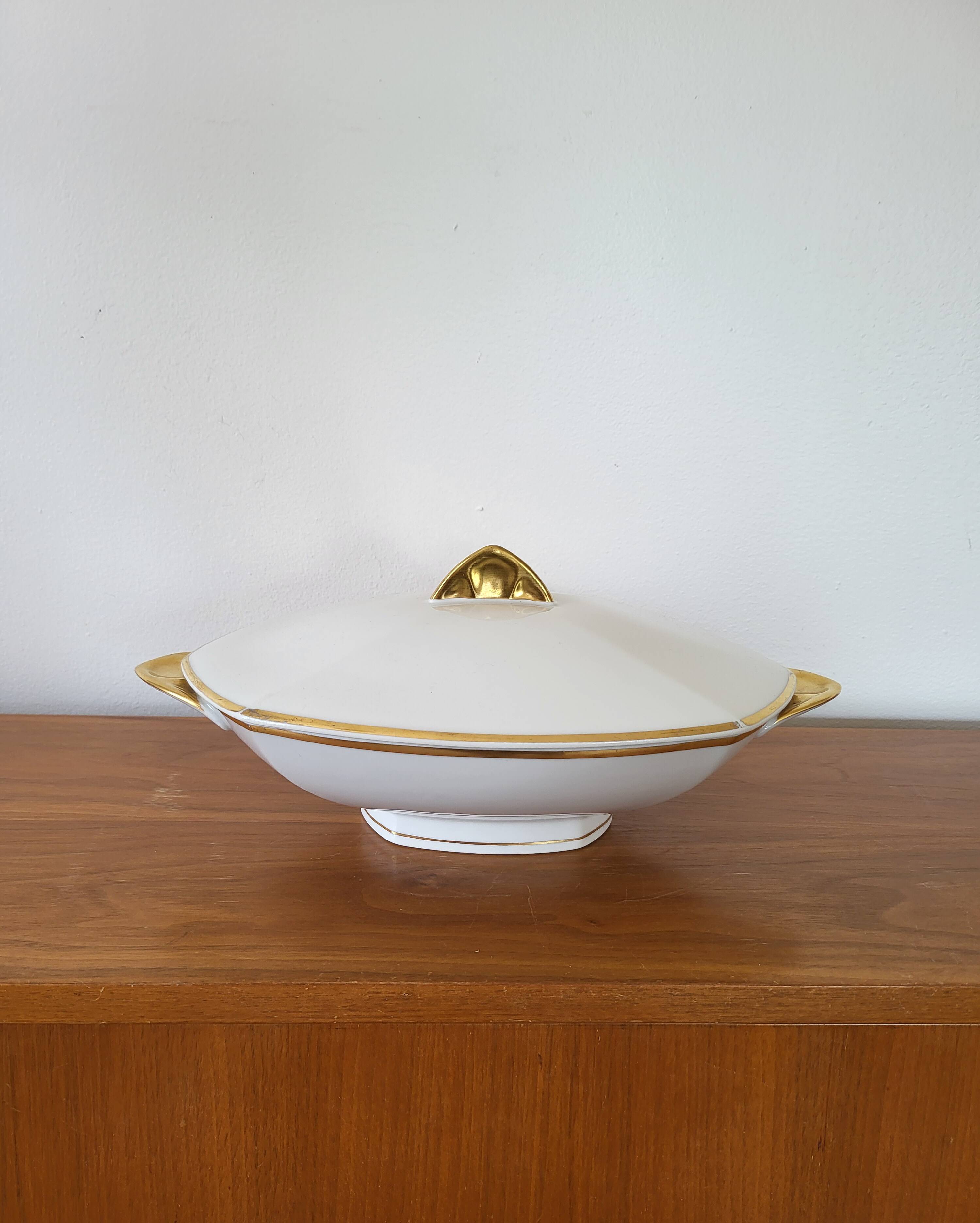 Vegetable dish in Limoges porcelain by Jean Boyer
