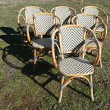 Set of 6 rattan terrace bistro armchairs type "Parisian"
