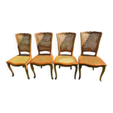 4 caned chairs in cherry wood – Louis XV style