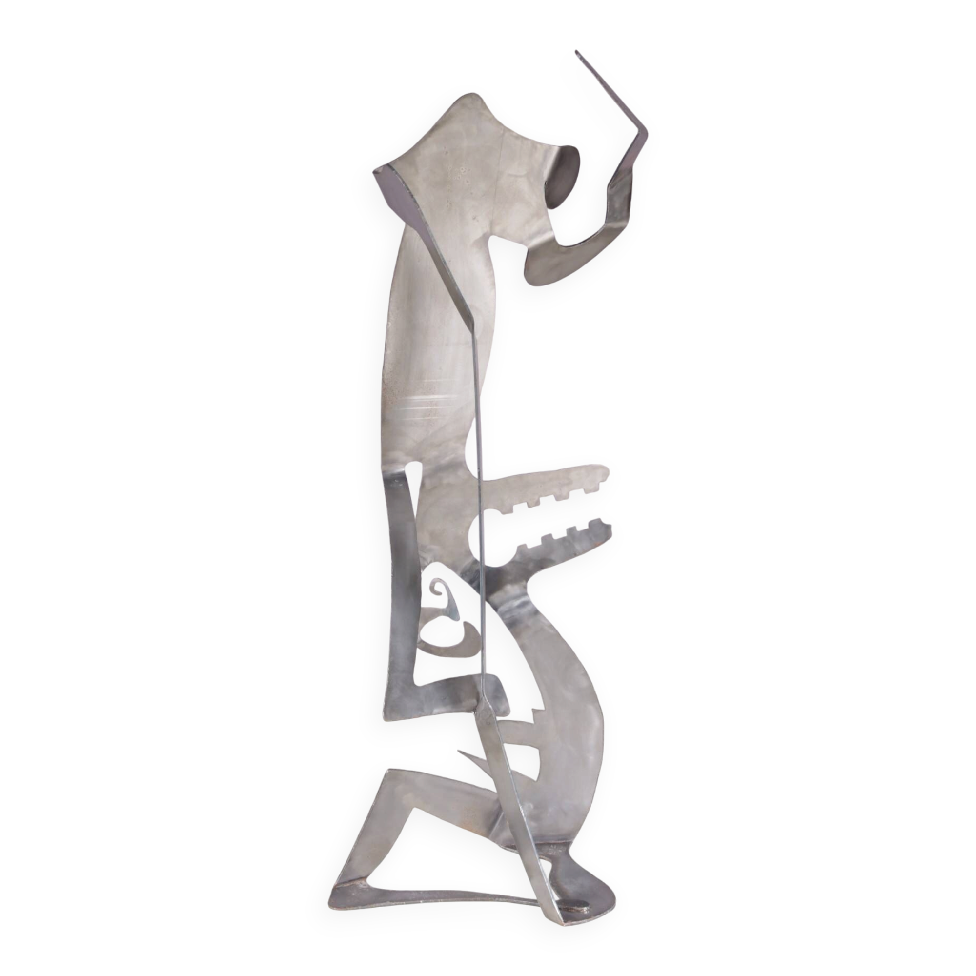 1990s abstract metal sculpture named: mensch mit mensch Guido Hafner German