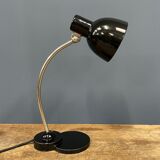 Black Zirax desk lamp with enamel shade from the 1930s