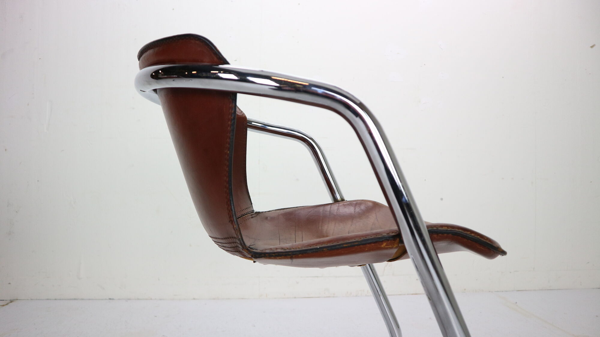 Set of 4 leather dining chairs for Cidue, 1970s, Italy