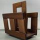 Midcentury brutalist oak magazine rack or holder, Dutch ca 1960s