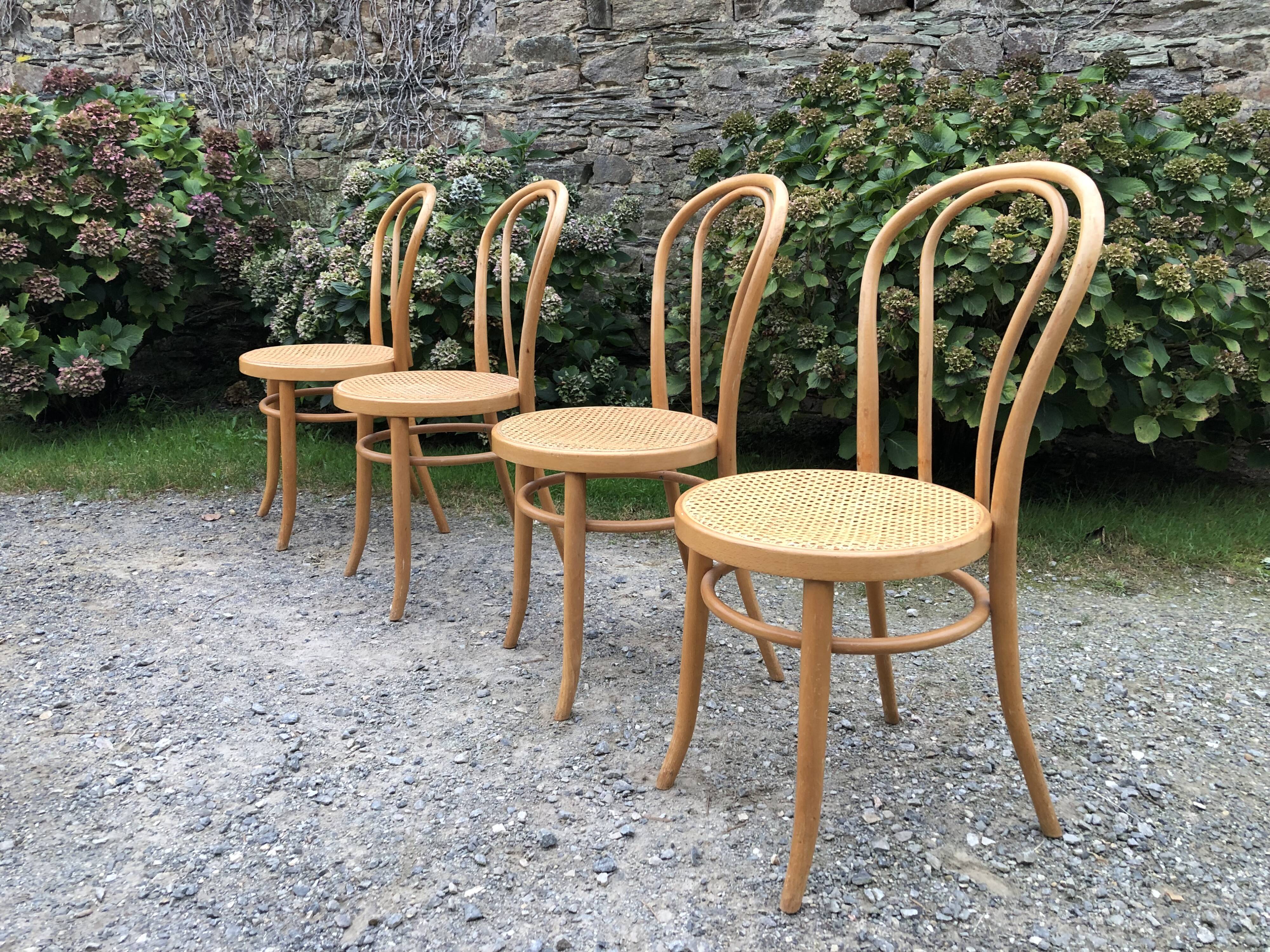 4 chaises bistrot vintage cannées