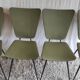 Set of 4 modernist chairs in black metal and green upholstery - 50s