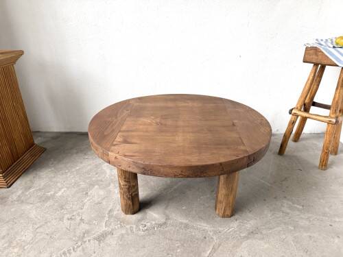 Round brutalist coffee table from the 1950s.