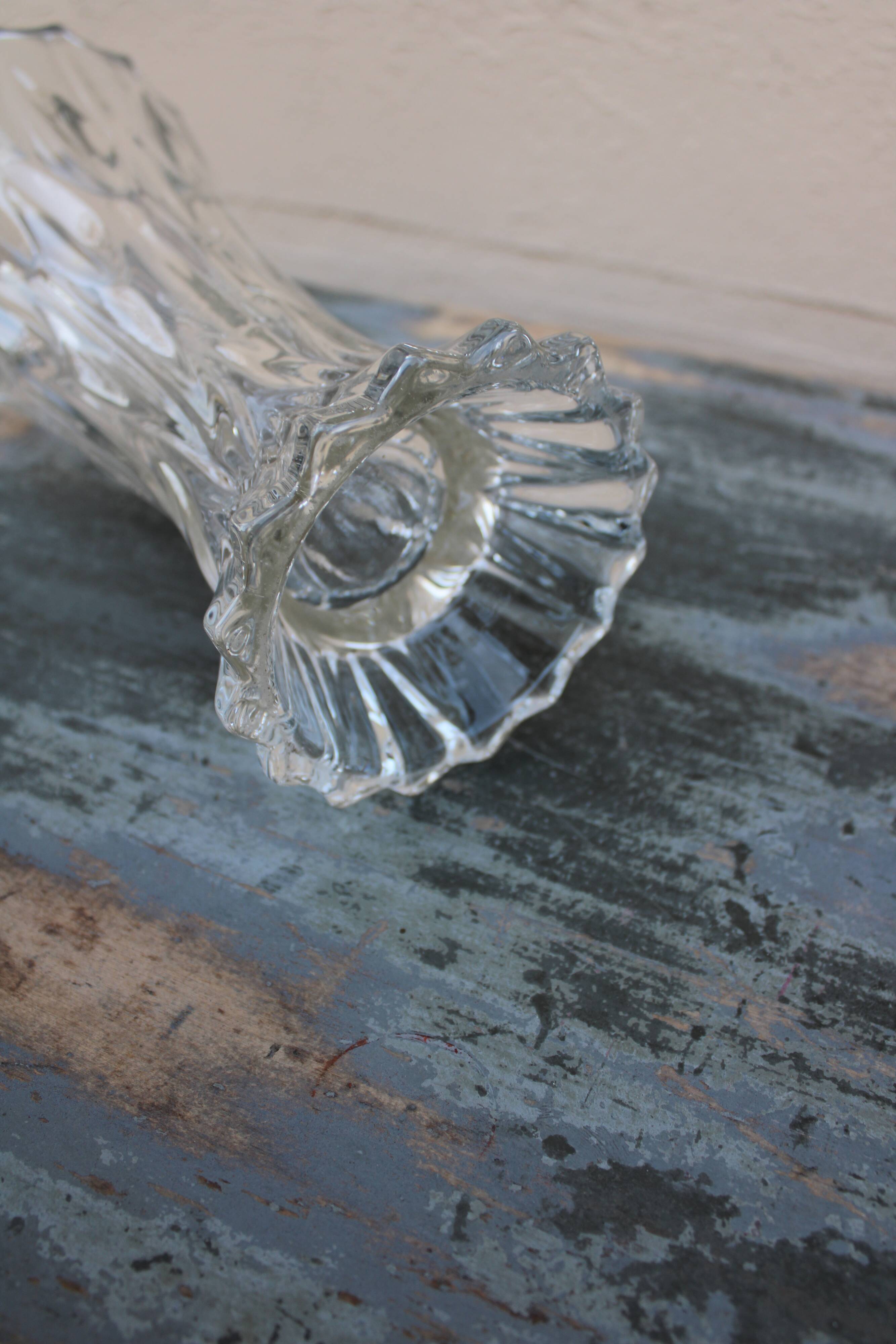 Striated glass vase