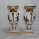 Paire vases porcelaine de paris signée PP en creux décors tournant peints main anses dorées