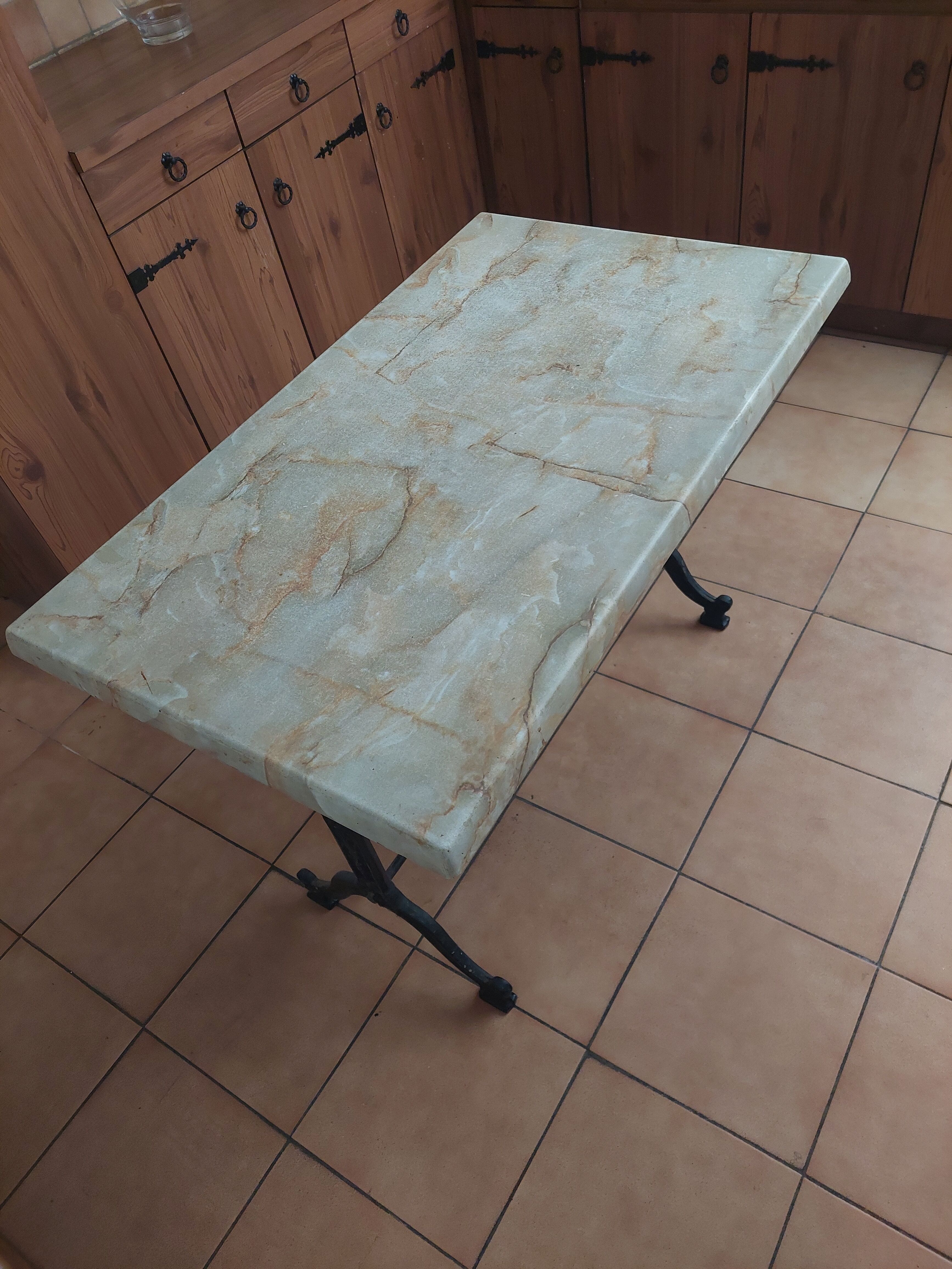 Marble bistro table with iron foot