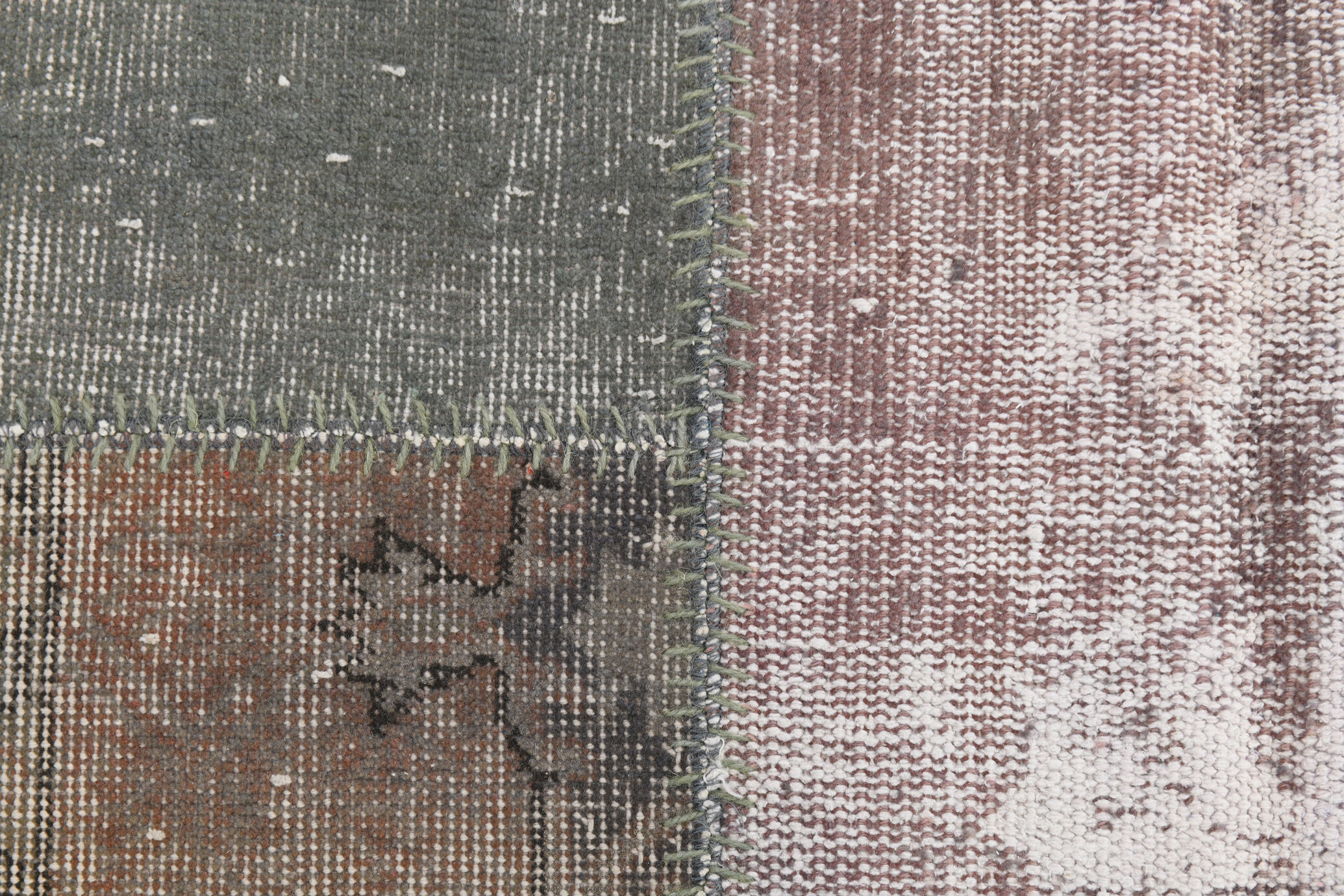 Gray & bronze patchwork tapis rug, 247x172cm