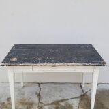 Old patinated bistro table with one drawer - 1m20