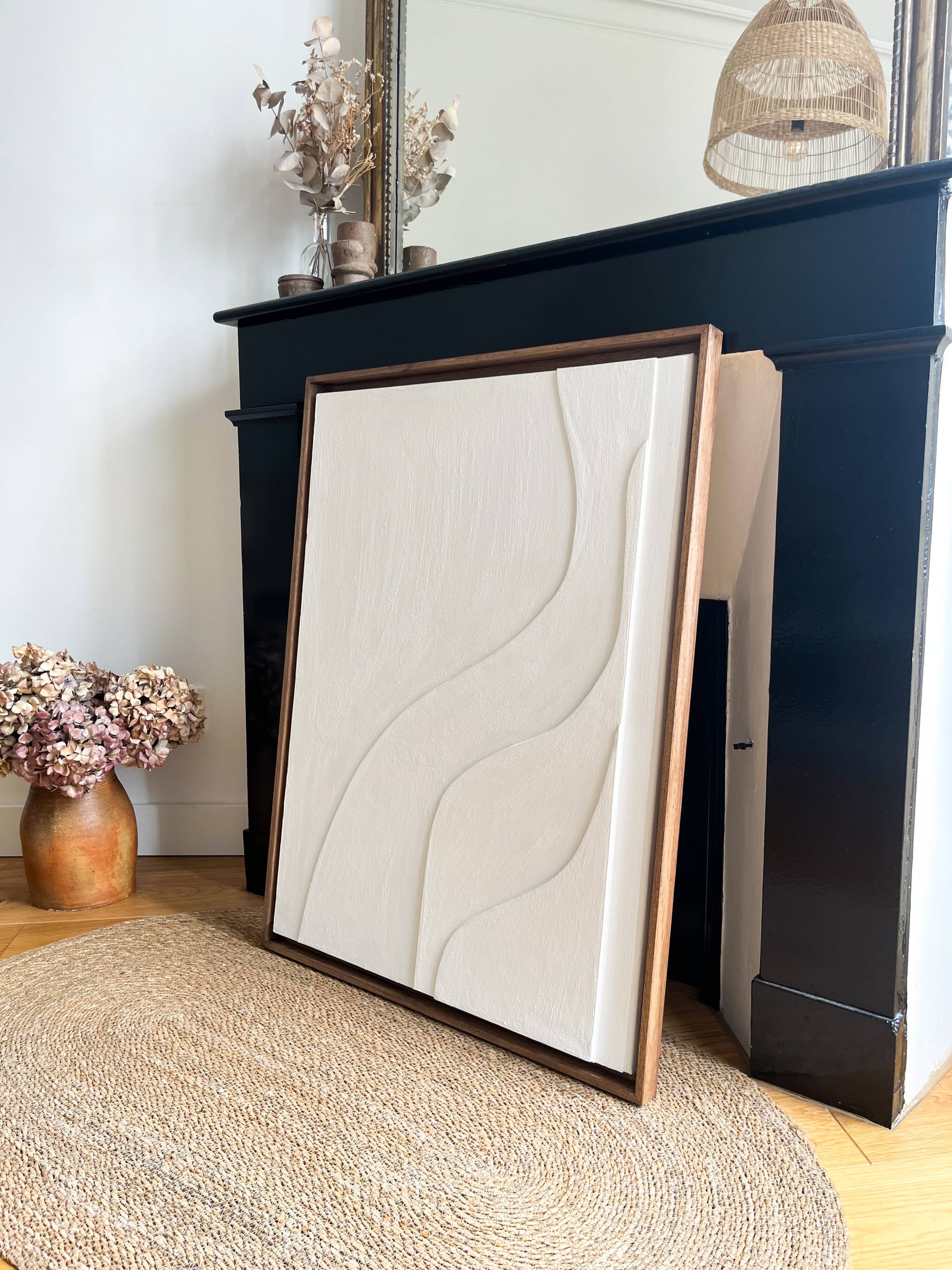 Tableau relief minimaliste blanc