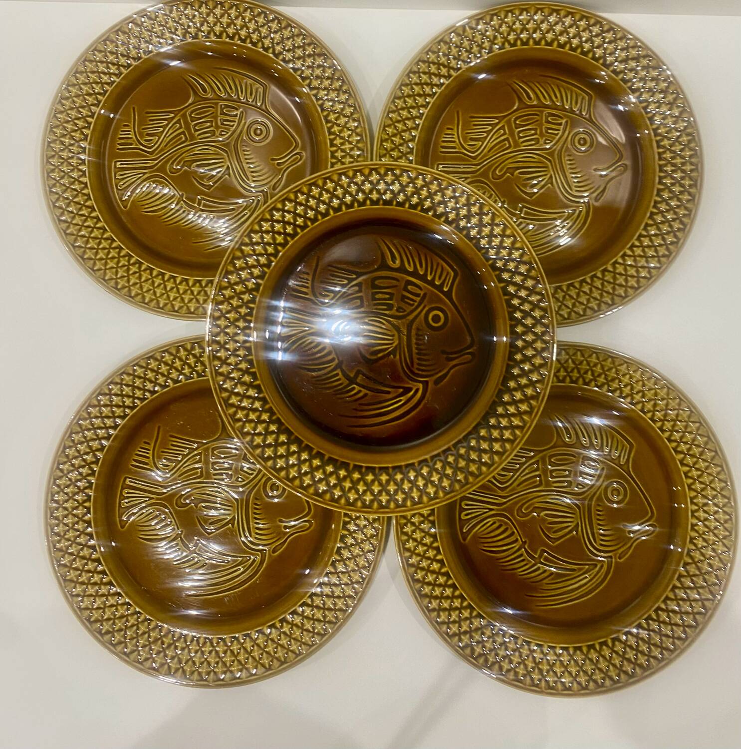 10 fish plates Digoin Sarreguemines