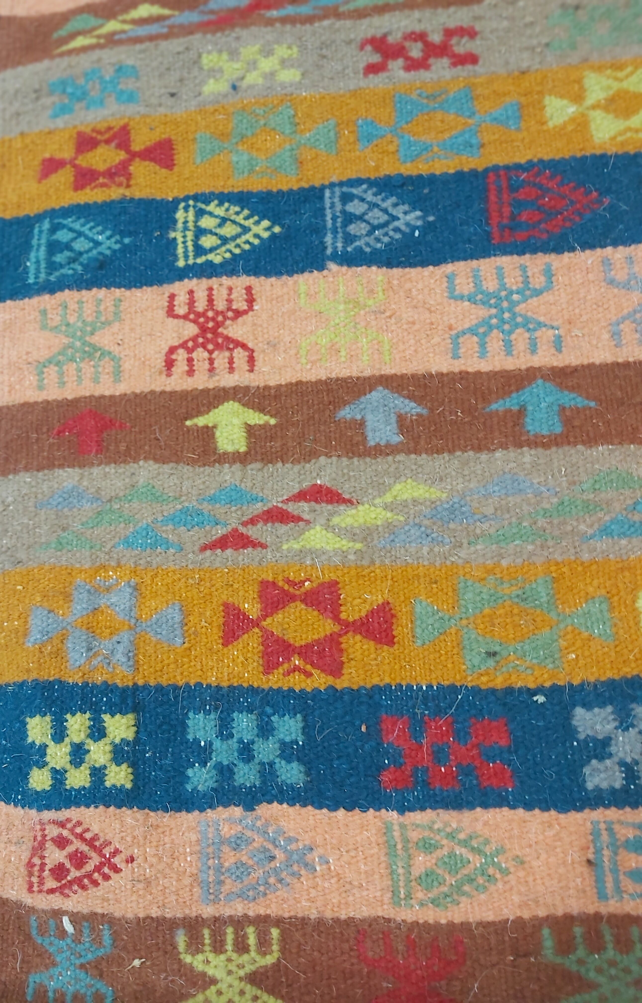 Traditional handmade multicolored striped margoum rug -150x75cm