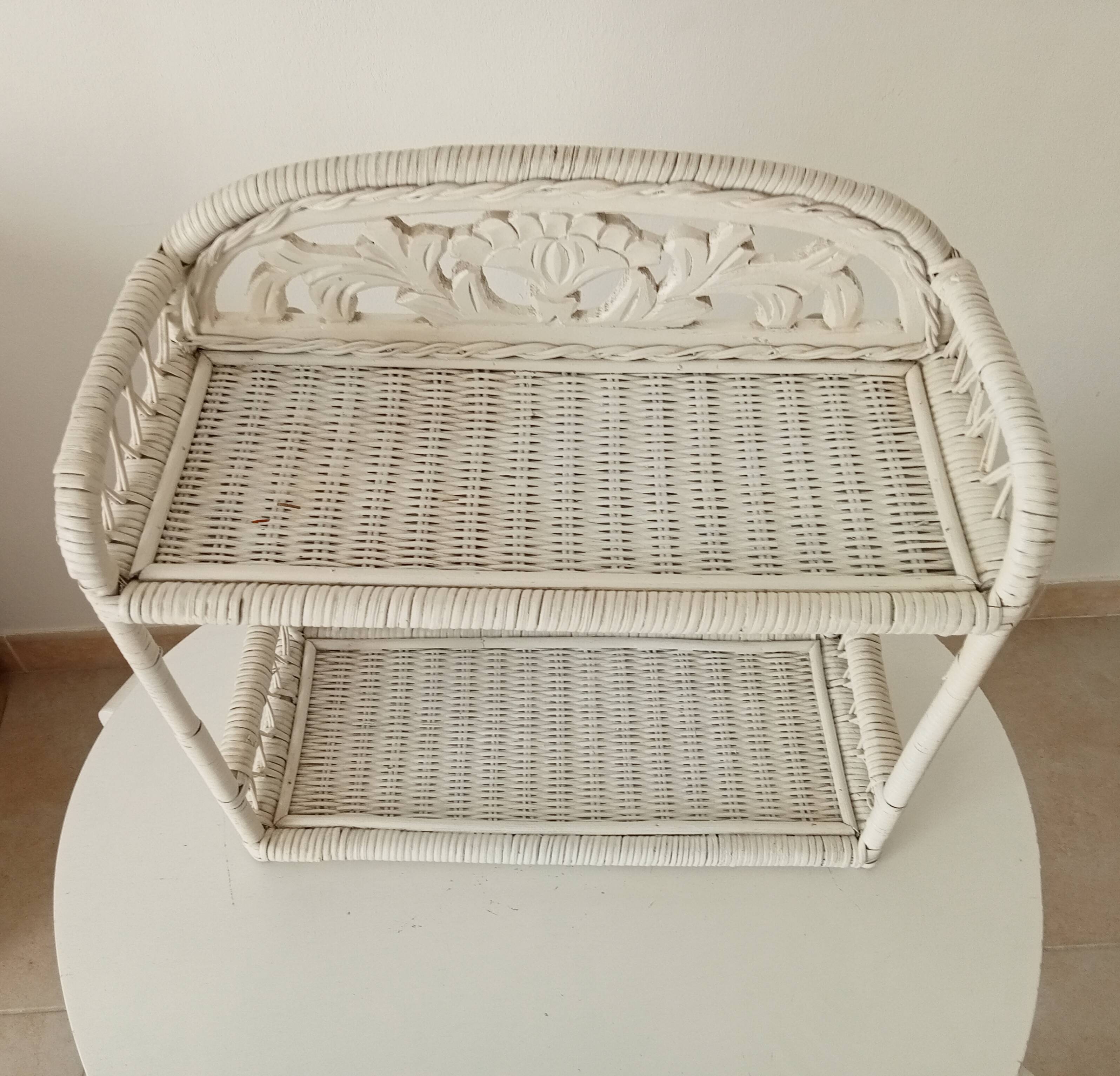 Vintage rattan wall shelf