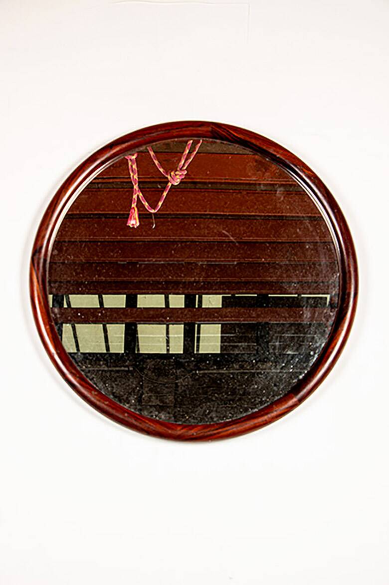 Large round Danish rosewood mirror by Vildbjerg Mobelfabrik 1960.