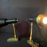Pair of black and gold metal spotlights, Italy, Mid-Century
