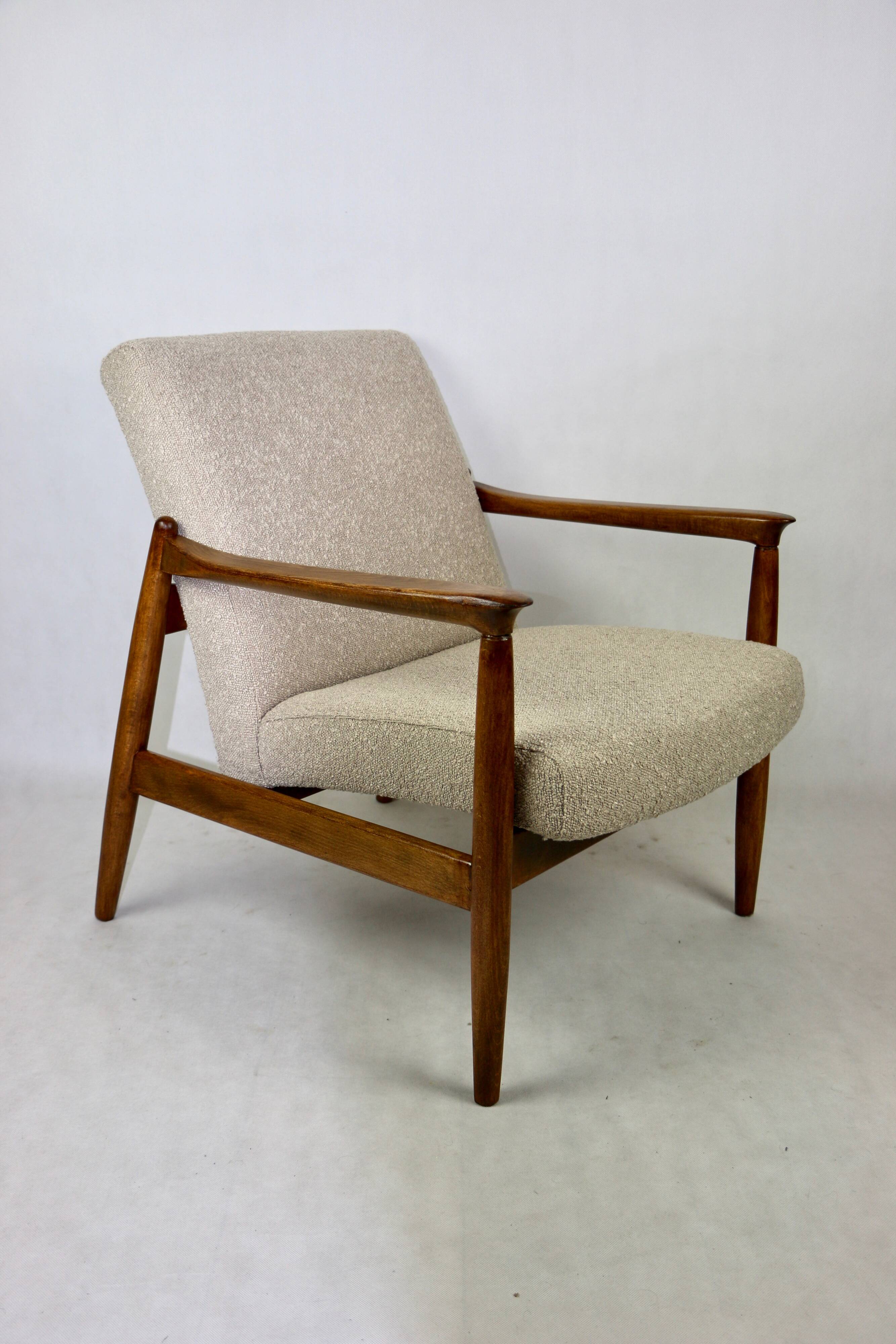 Beige Boucle armchair GFM-64 attributed to Edmund Homa, 1970s