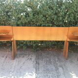 Vintage headboard with hanging bedside tables