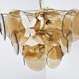 Mid century glass disk chandelier, 1970s