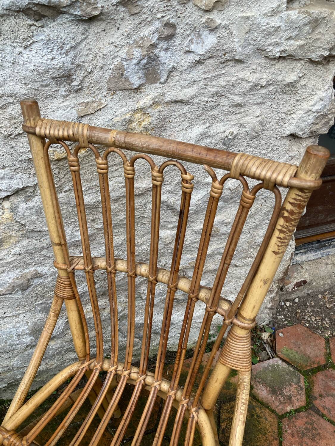 Lot de 10 chaises en rotin vintage
