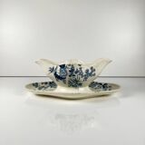 Longwy sauceboat, late 19th century "Ycho", blue ironstone