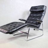 1970s Swedish Leather Chaise by Sam Larsson for DUX