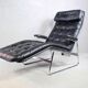Chaise longue en cuir suédois des années 1970 par Sam Larsson pour DUX