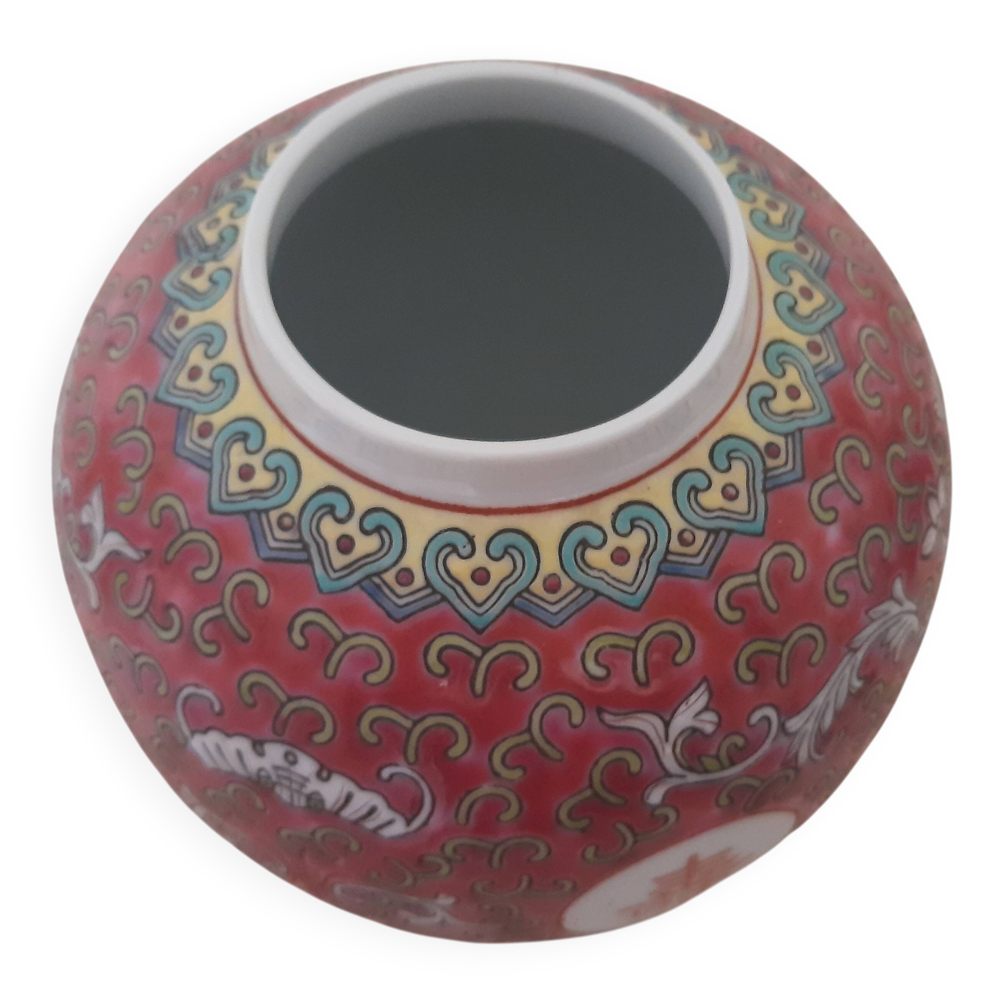 Vase chinois décor multicolore en porcelaine de chine