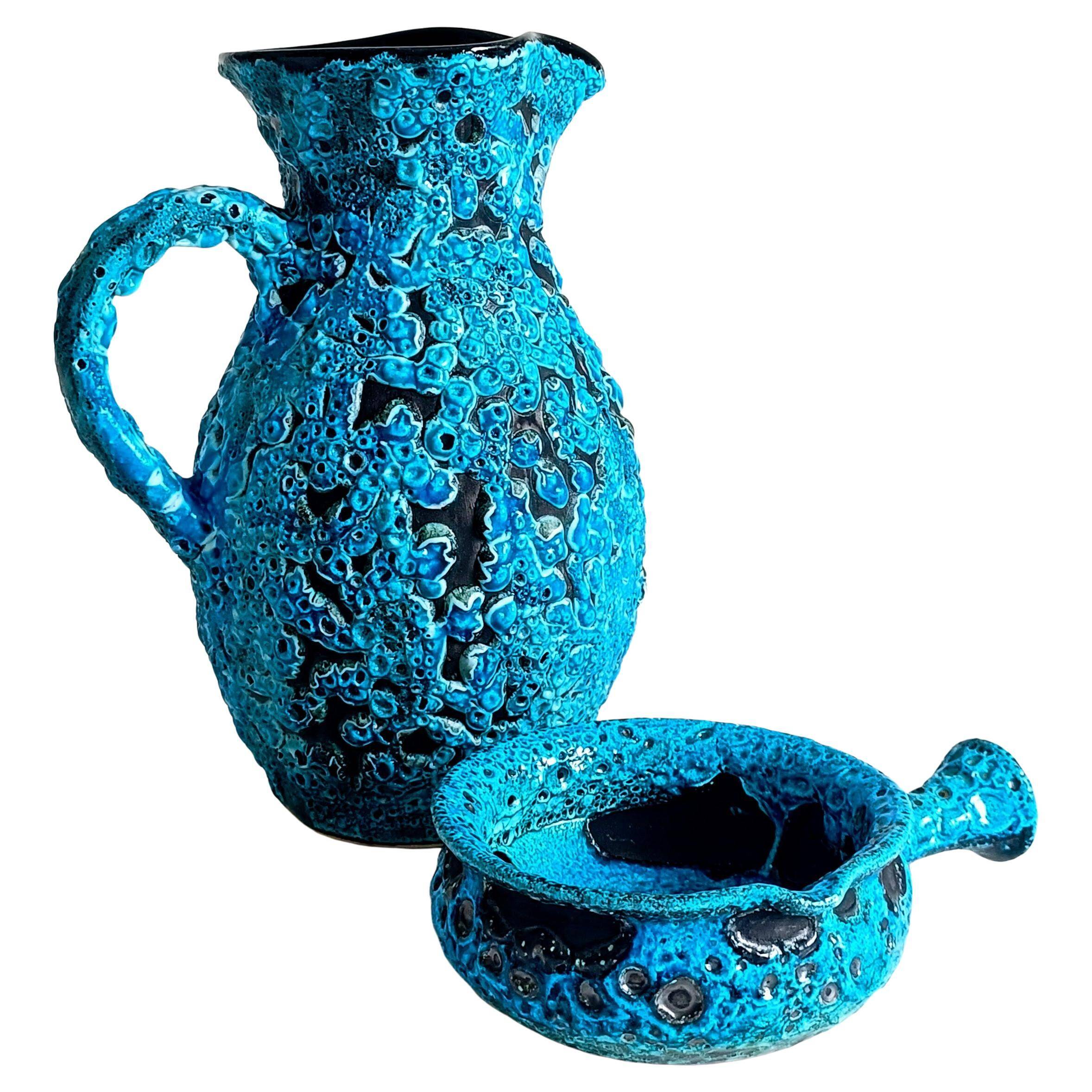 Mid-Century Blue Ceramics by Charles Cart ¨Emaux des Glaciers¨, France, 1960s