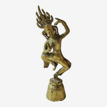 Clochette de table en forme de Danseuse Apsara Khmer/Cambodge, en bronze doré