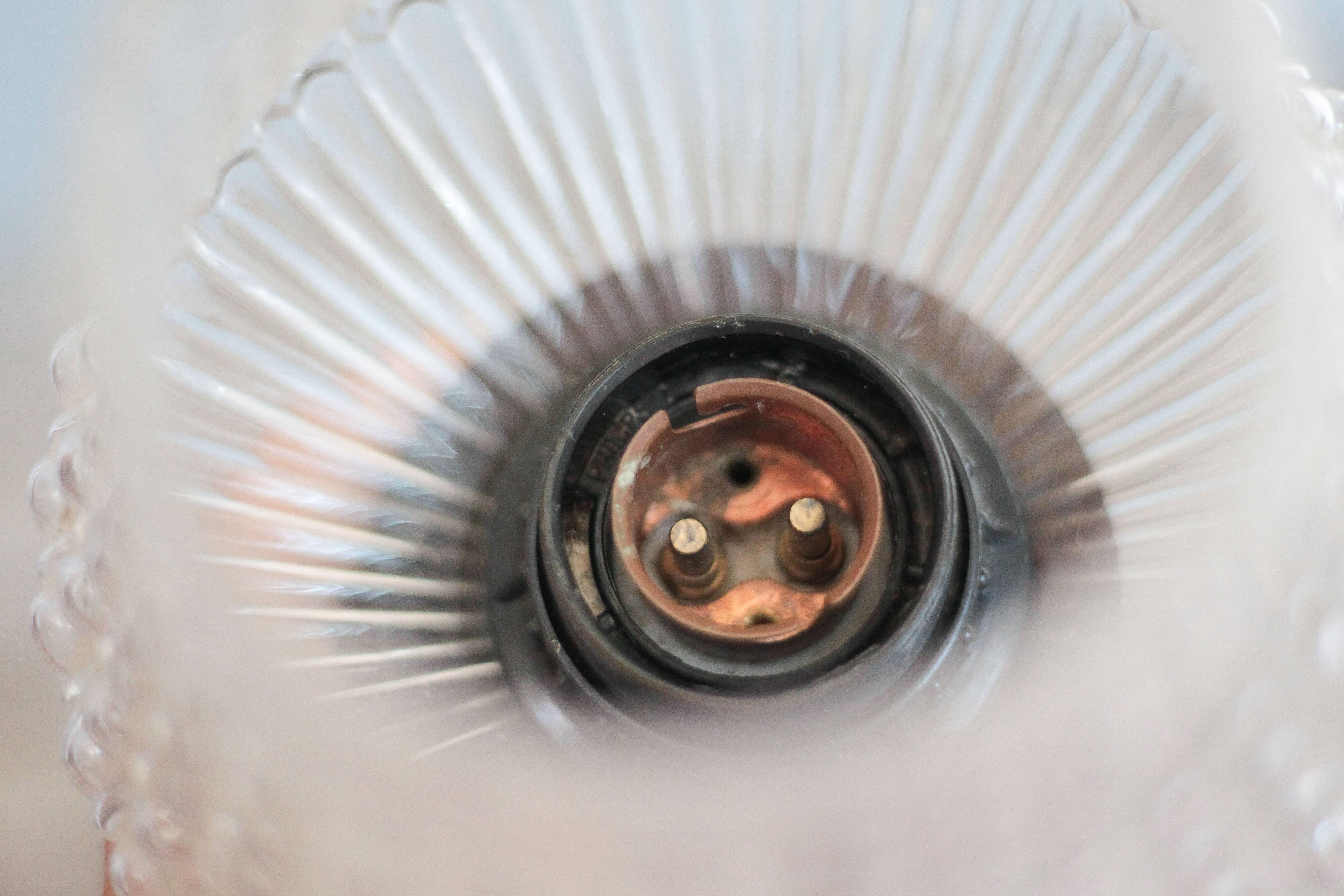 Vintage table lamp, Philips lamp, wood and glass lamp