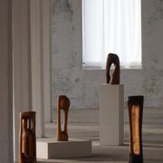 Large wooden sculpture "Woman" by Ole Wettergren, Danish modern, 1970s.