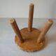 Old tripod stool with 3 wooden legs, painted floral decoration, flower bouquet