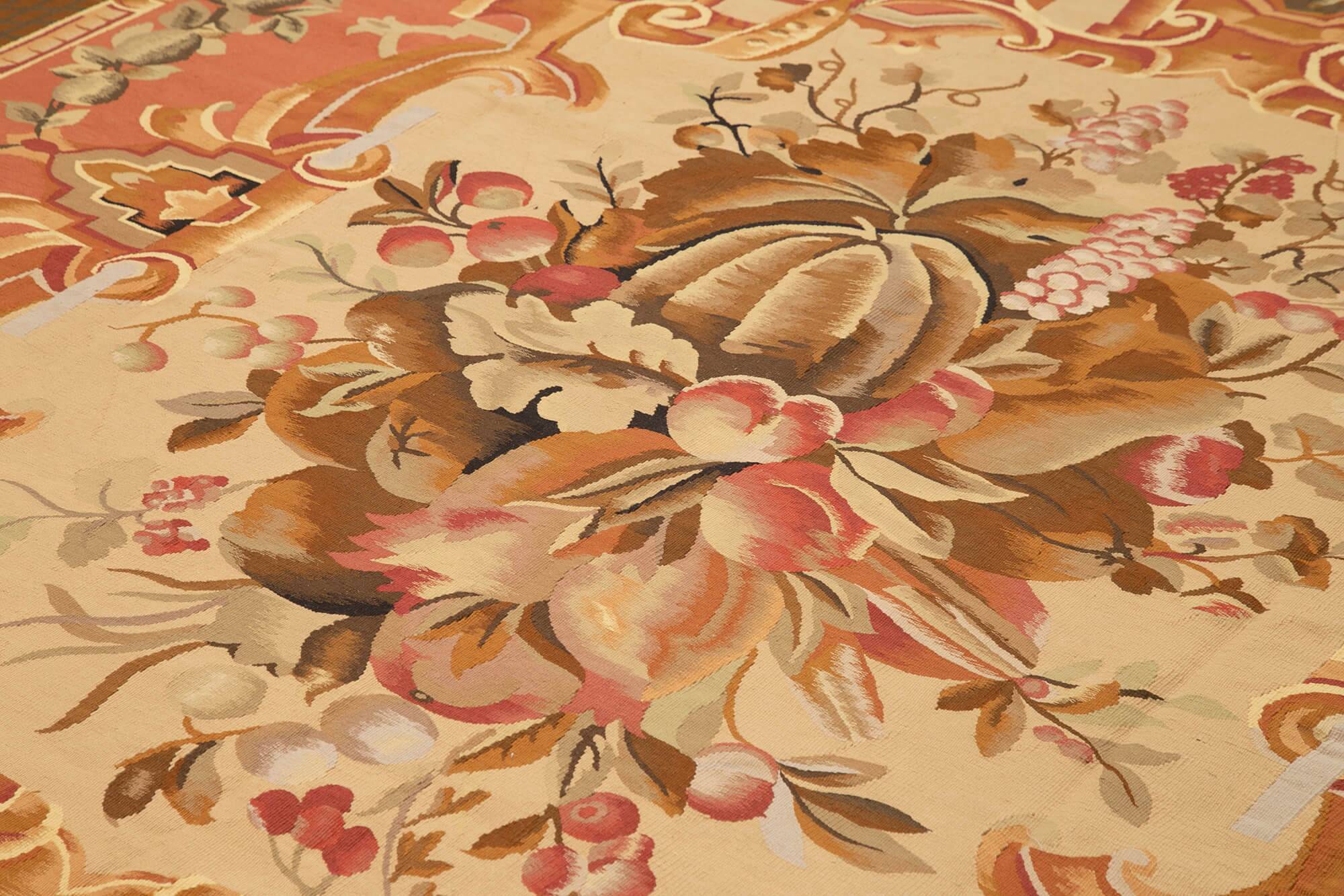 Handmade European Vintage Aubusson Kilim 306 cm x 335 cm