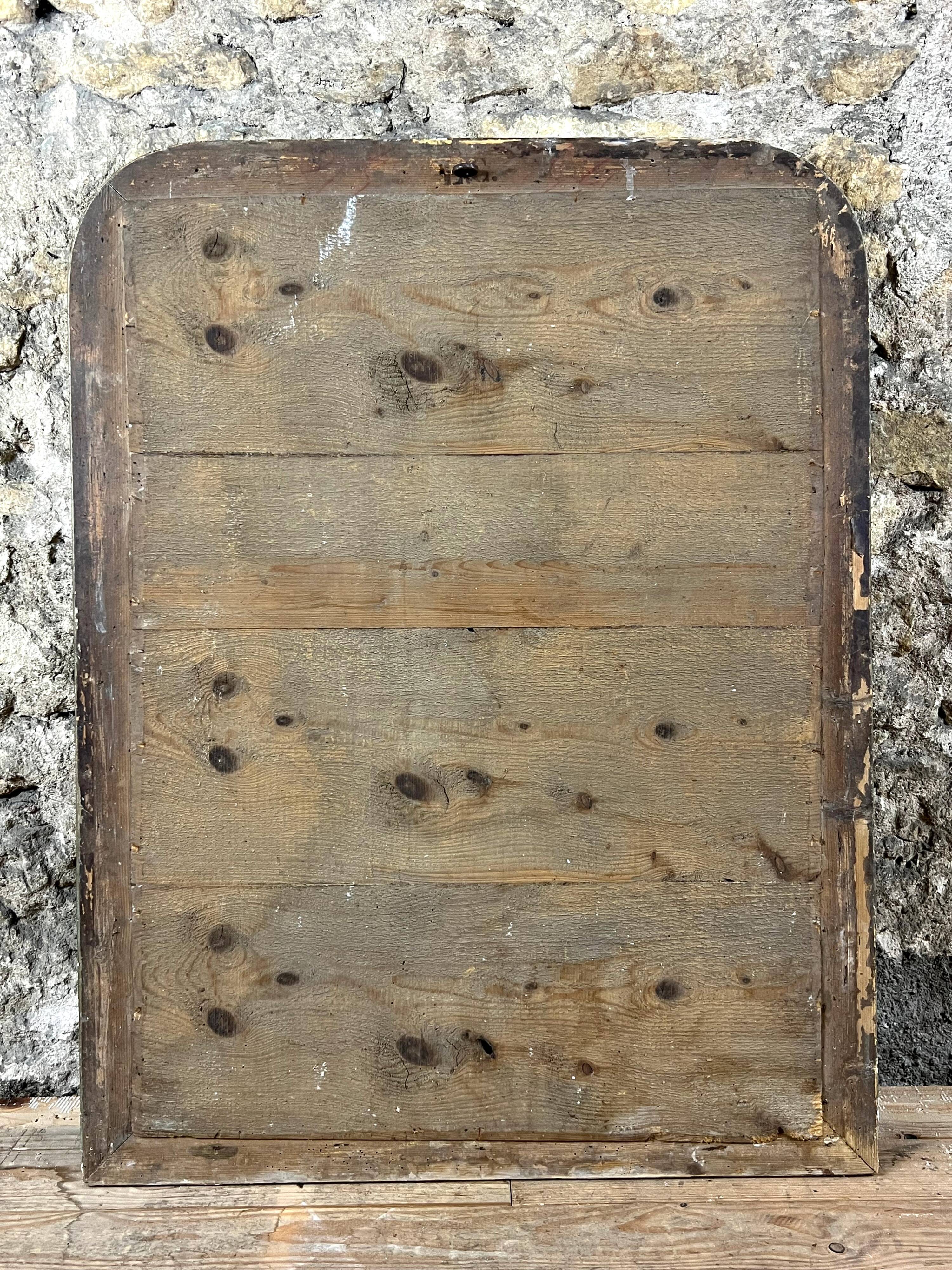 Antique Louis-Philippe Mirror, 19th Century, Shabby Silver Patina