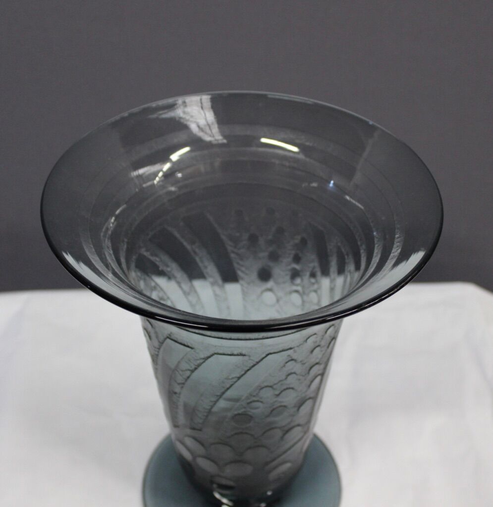 Art Deco Blue Vase Cleared with Acid
