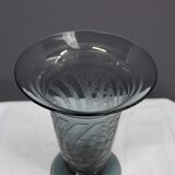 Art Deco Blue Vase Cleared with Acid
