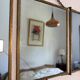 Vintage 1900s triptych barber mirror JB gilt burgundy - 30 x 67 cm