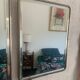 Vintage mirror 1930 triptych beveled barber Art Deco fabric - 28 x 68 cm