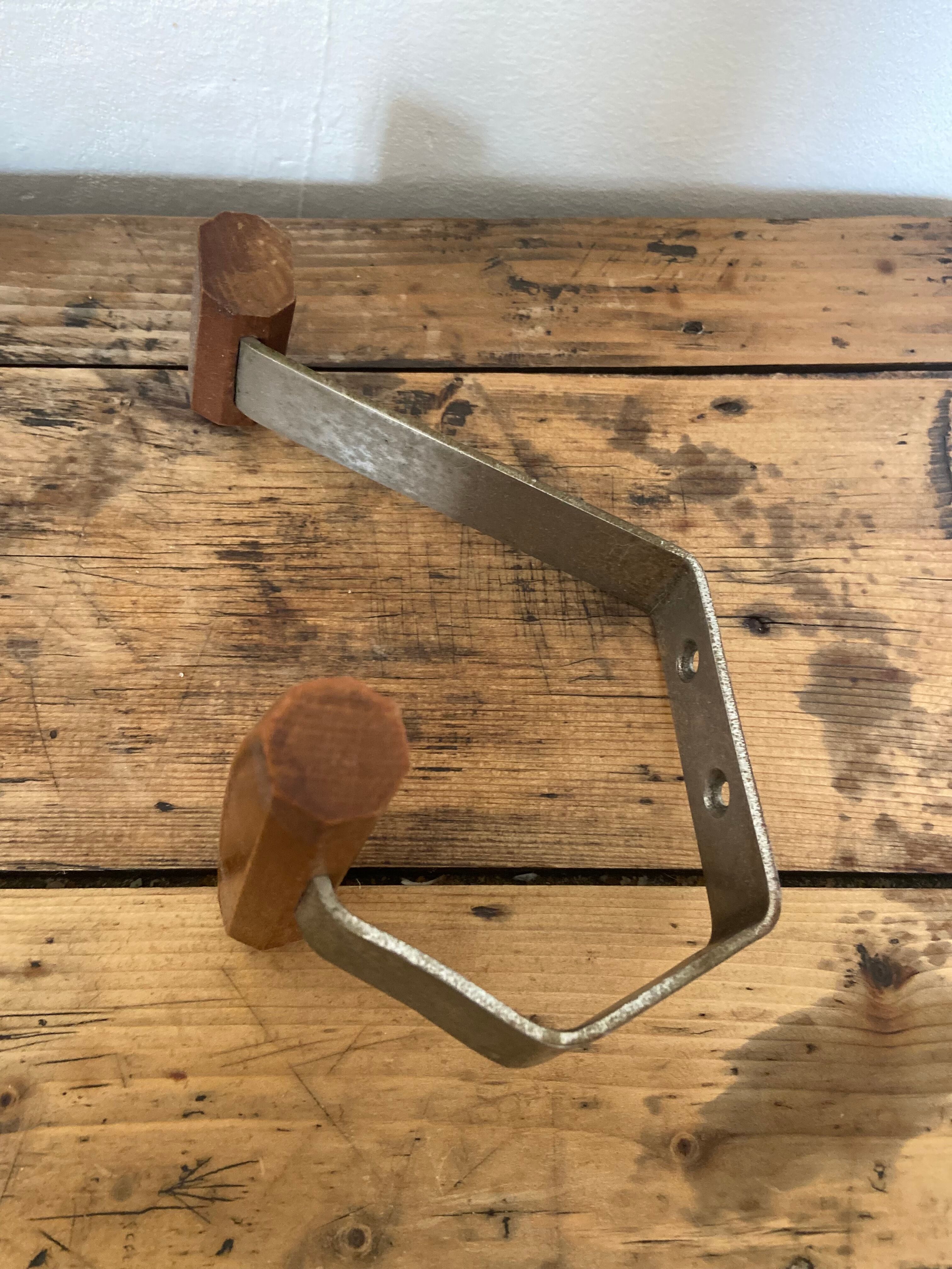 Patère en bois et métal vintage