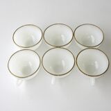 White opaline coffee service 6 cups and 6 under cups - Arcopal