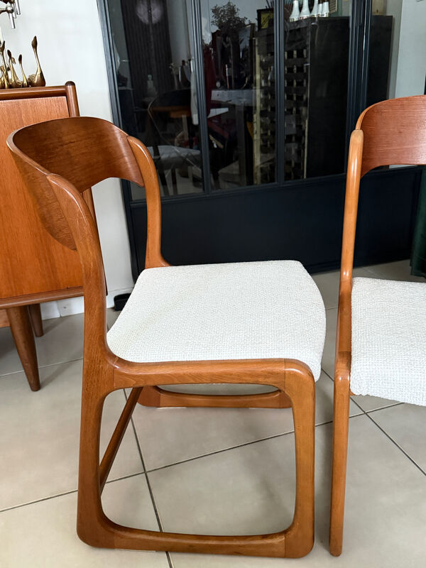 Ancienne paire de chaises Baumann traîneau vintage