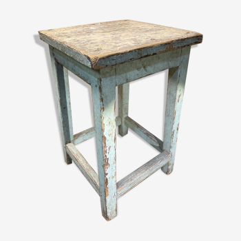 Tabouret porte plante bois patiné déco loft atelier campagne chic