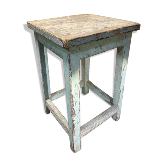 Tabouret porte plante bois patiné déco loft atelier campagne chic