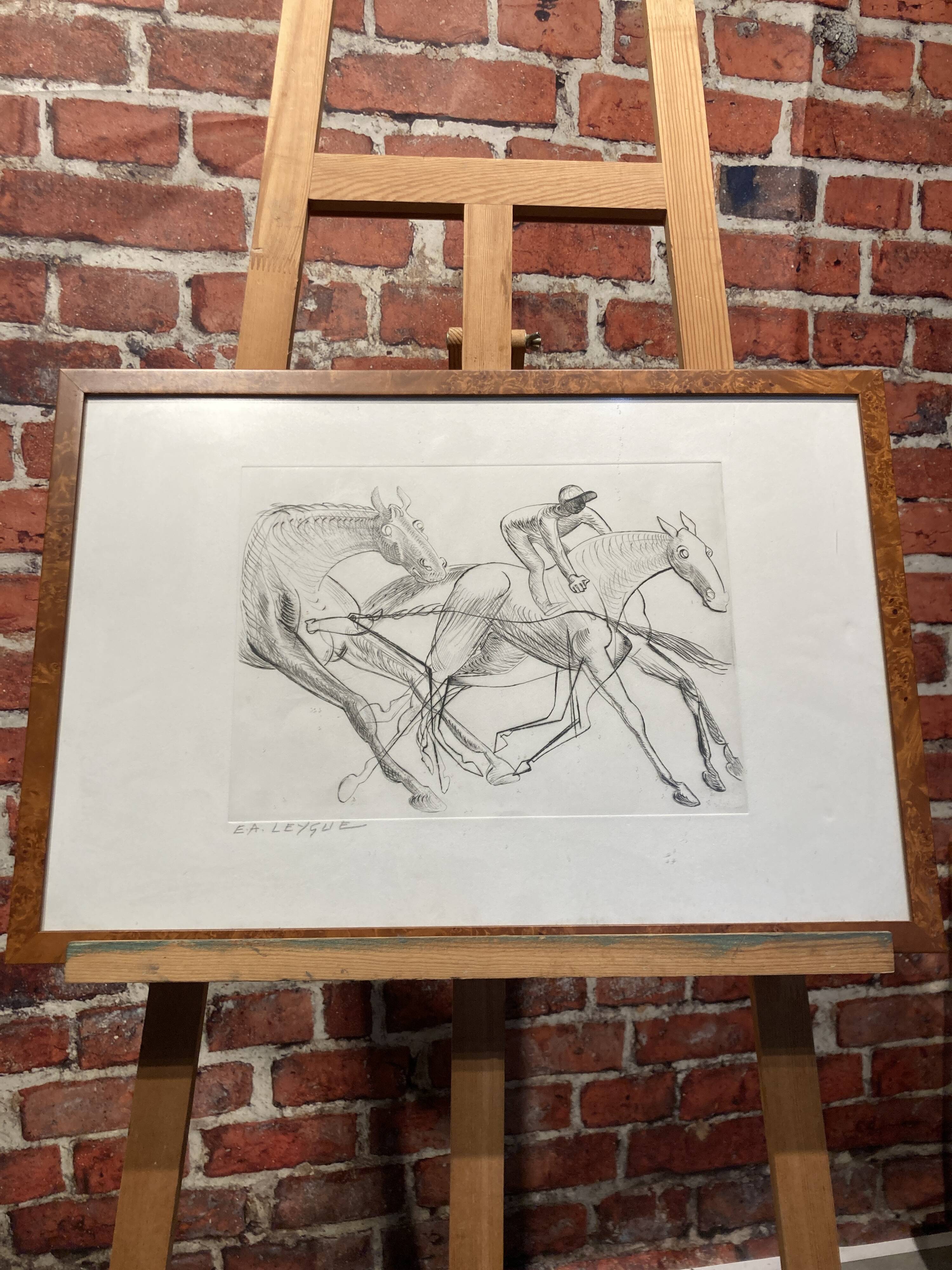 Framed horse drawing.