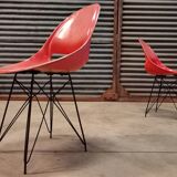 Pair of red chairs by Miroslav Navràtil for Vertex 1959