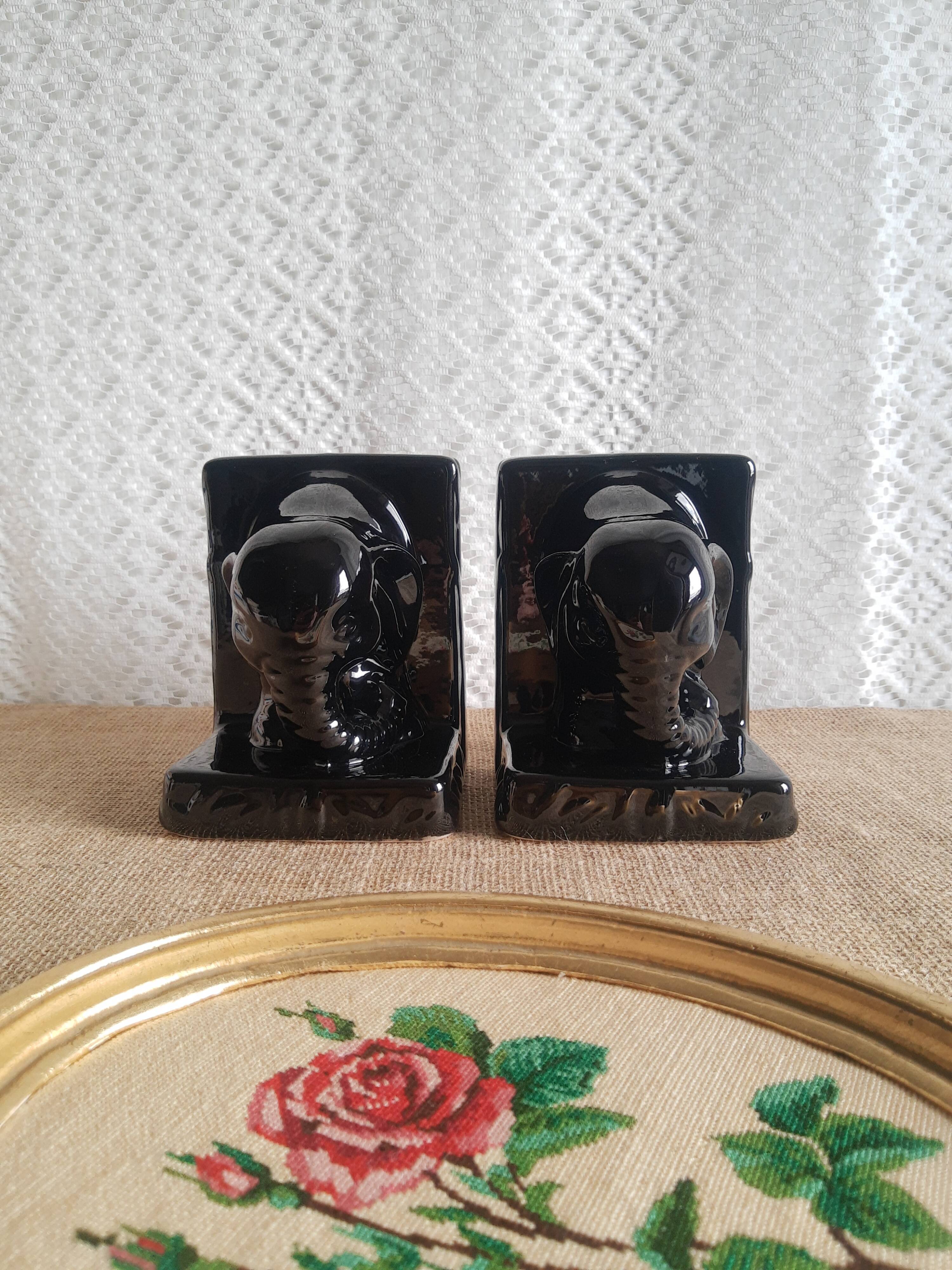 Pair of greenhouse books ceramic vintage elephant