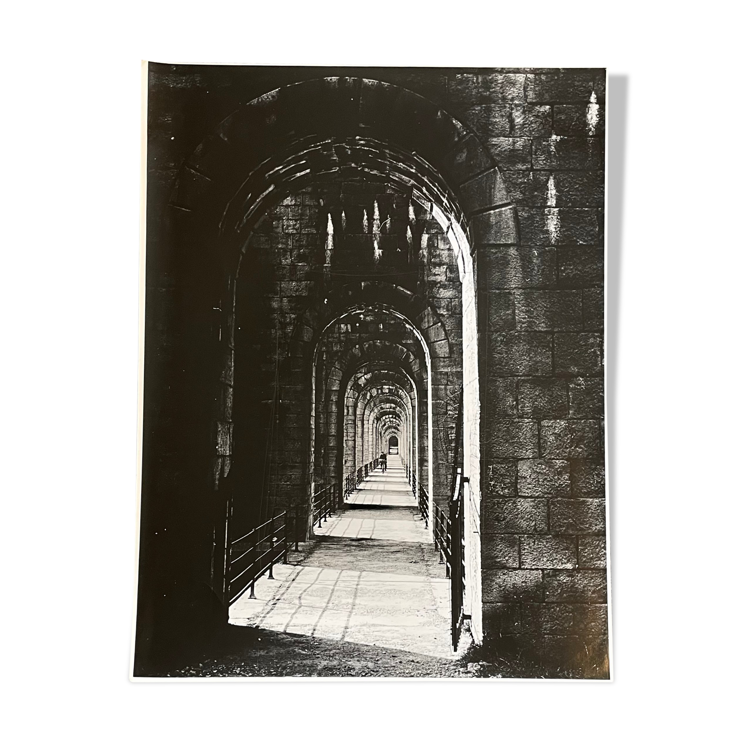 Photograph black and white silver print circa 1970 medieval bridge
